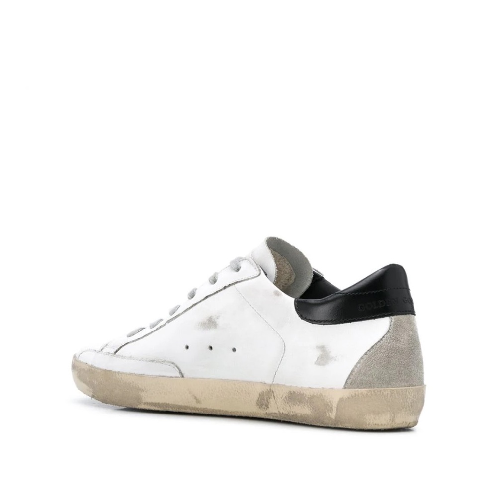 Golden Goose White Leather Sneakers with Grey Star and Black Heel - Picture 4 of 12